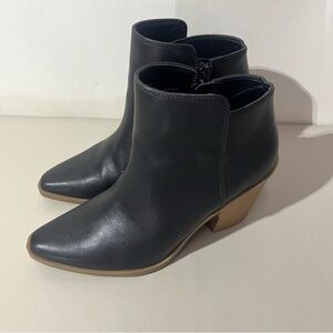 a.n.a Black Ankle Booties with Tan Heel